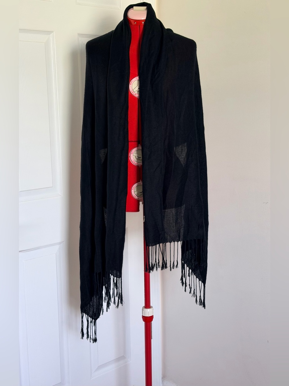 Vintage Luxury 100% Cashmere Pashmina Scarf Black Wrap Shawl 26x72 Large Stole